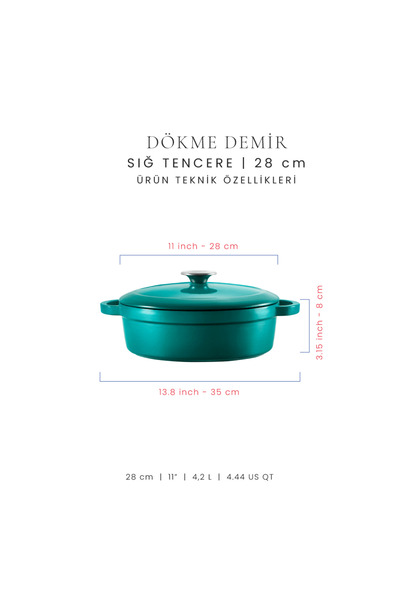 Voeux Kitchenware 28 cm Shallow Cast Iron Pot