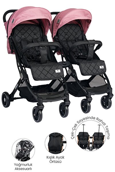 LORELLİ Fiorano New Kabin Ikiz Bebek Arabası - Rose Quartz