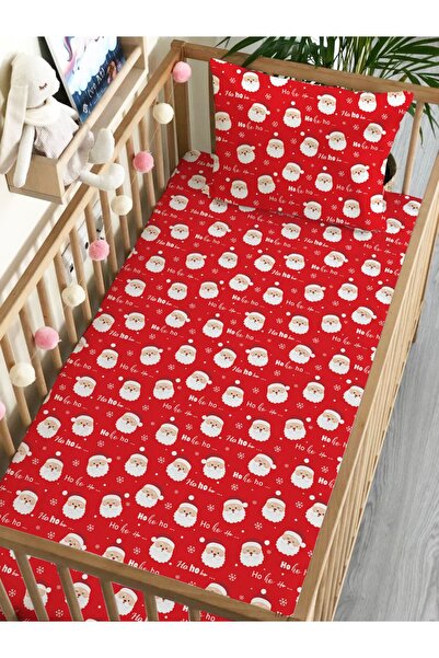 Evmila Christmas Theme Santa Claus Pattern Printed Baby Size Elastic Sheet Set