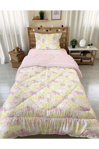 Evmila Μονό μοτίβο λουλουδιών 160x220 cm Wellsoft διπλής όψης σιλικόνης και σετ ύπνου