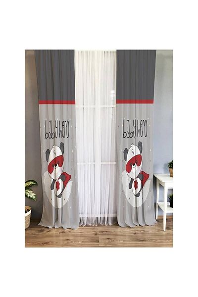 Evmila Panda Patterned Children's Room Background Curtain
