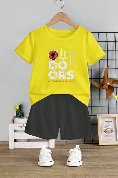 MYADA Drs Printed Children's Set - Crew Neck, Elastic Shorts, Set of 2 11204