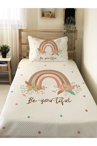 Evmila Rainbow Patterned, Printed Single and Children's Pique Set