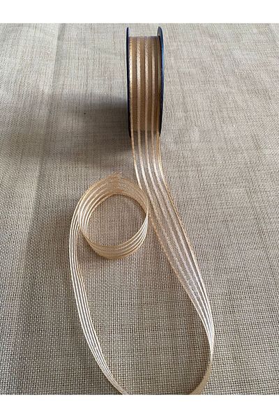 uğur bujiteri Gold Striped Chiffon Ribbon 2.5Cm-5M