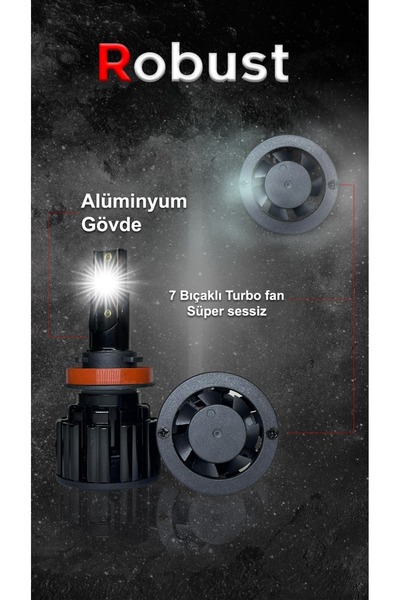 ROBUST Led Xenon H11 S8 10.000 Lumen 50 Watt Csp 12v-24v Uyumlu Kısa Tıp