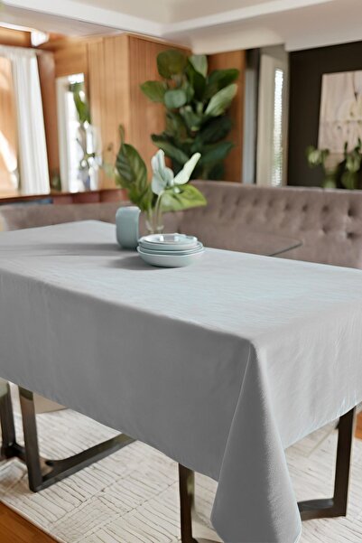 Cortibo Light Gray Barcelona Velvet Textured Tablecloth