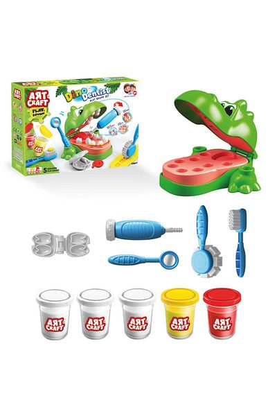 Doğan Oyuncak Dünyası Dinosaur Dentist Play Dough Set - Play Dough Set - Dough Sets - Dough Molds
