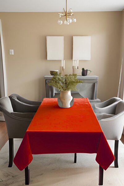 Cortibo Red Barcelona Velvet Textured Tablecloth
