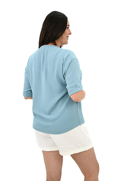 Koza Butik Γυναικείο T-shirt με στάμπα προσώπου μεγάλου μεγέθους - 1788-25