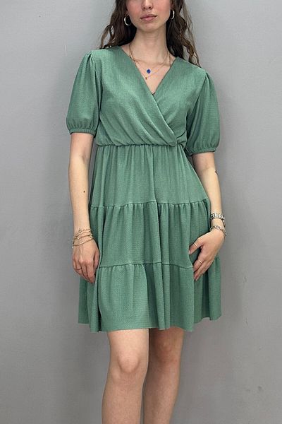 Tam Moda Γυναικείο φόρεμα Cağla Green Double Breasted Kiloş