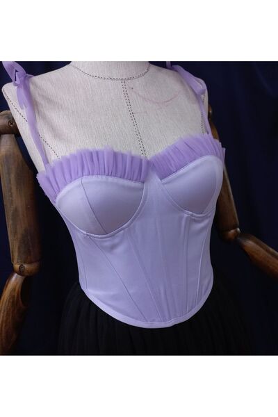 es moda shop Хира тюл с волани сатенен корсет лилаво