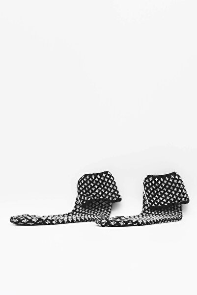 Külah Anatolian Curled Black Ethnic Pattern Wool Socks