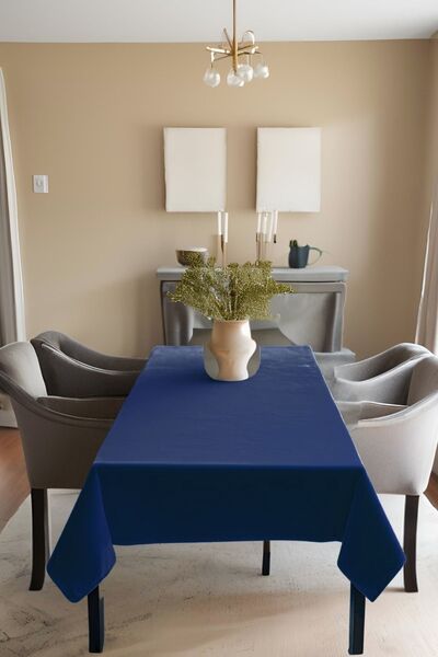 Cortibo Navy Blue Barcelona Velvet Textured Tablecloth