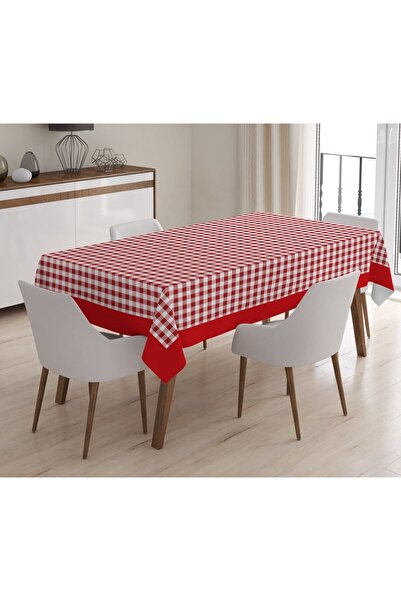 Evmila Yılbaşı Özel Ekose Desenli Kadife Masa Örtüsü