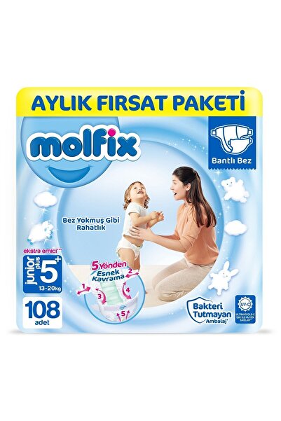 Molfix Bebek Bezi 5+ Beden Junior Plus Aylık Fırsat Paketi 108 Adet