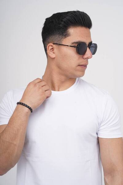 Est Estola Tricou simplu pentru bărbați, slimfit, cu textura moale, cu decolteu rotund