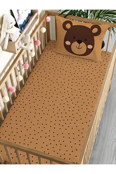 Evmila Ayıcık Des+F10:I13en Baskılı Bebek Boy Lastikli Çarşaf Seti