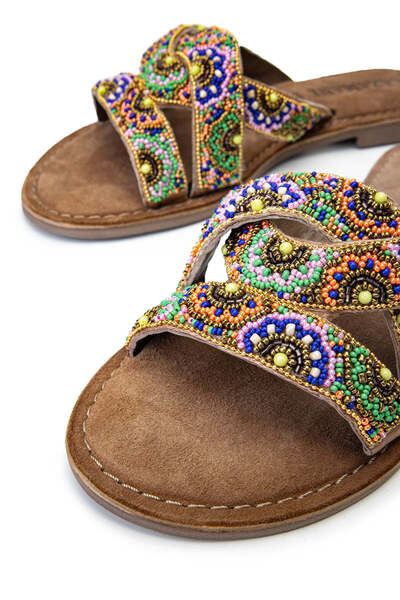 LAZAMANİ Lazamani Women's - Genuine Leather Black Flat Slippers