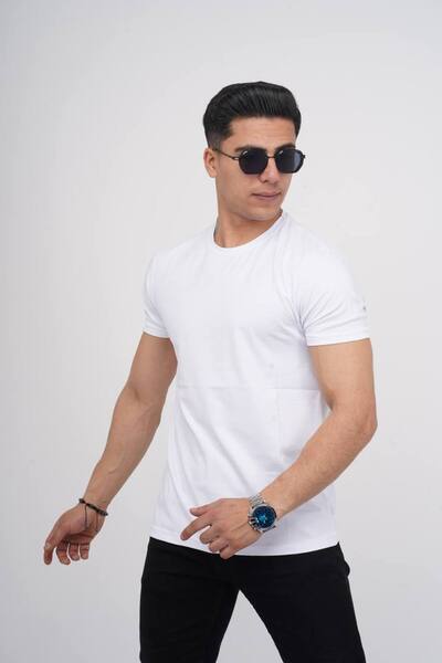 Est Estola Ανδρικό μπλουζάκι Slimfit Soft Textured Crew Neck απλό μασίφ μπλουζάκι