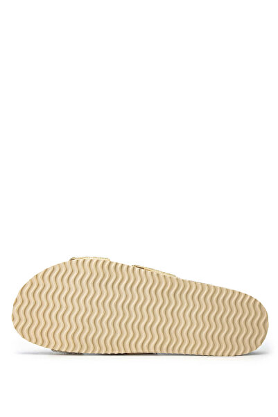 LAZAMANİ Lazamani Women's Beige Genuine Leather Flat Slippers