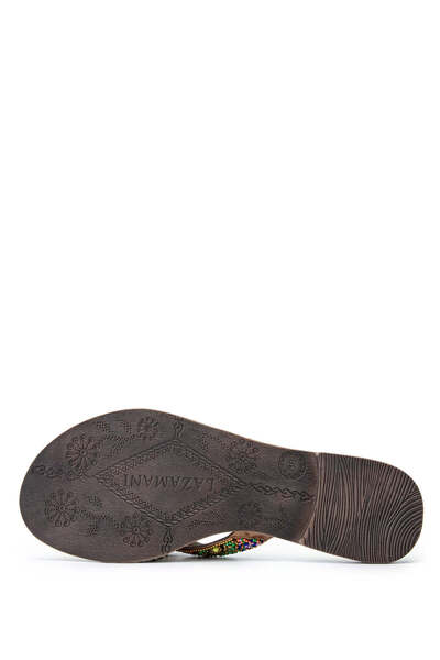 LAZAMANİ Lazamani Women's - Genuine Leather Black Flat Slippers