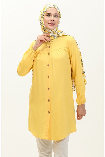 sefamerve Yellow Robe Buttoned Tunic 4060-02