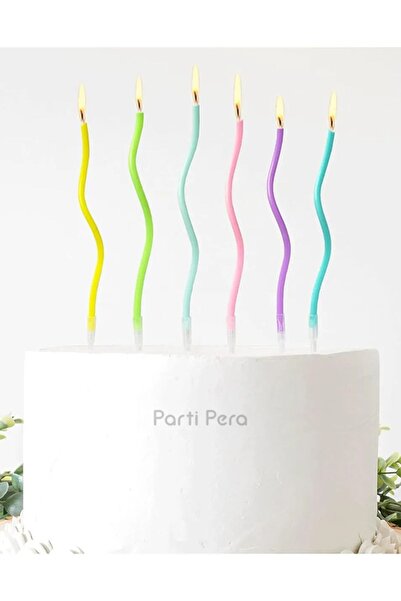 parti pera Makaron Spiral Kıvrık Pasta Mumu 6'lı