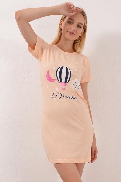 PİNKMARK ثوب نوم نسائي بأكمام قصيرة مطبوع عليه سمك السلمون Pmel25533