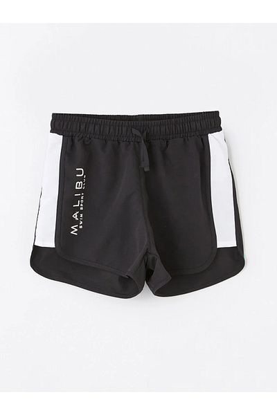 LC Waikiki LCW Kids Νέο μαύρο κοριτσίστικο μαγιό με ελαστική μέση