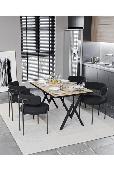 Ressa Home Lines Rolls Yemek Odası Masa Takımı Mutfak Masası Takımı 80x120 cm