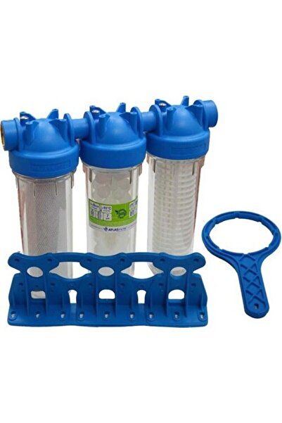 PROLİTE STORE Atlas 10'' Housinğ 3'lü Su Arıtma Filtresi Set 3/4'' Bağlantılı...