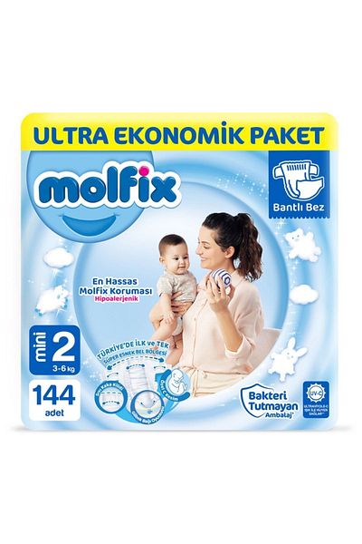 Molfix Baby Diapers Size 2 Mini Ultra Economical Package 144 Pieces