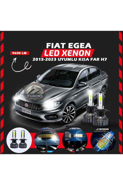 SHOOPLAA Fiat Egea 2015-2023 Kısa Far Uyumlu Şimşek Etkili Led Xenon Pro Seri...