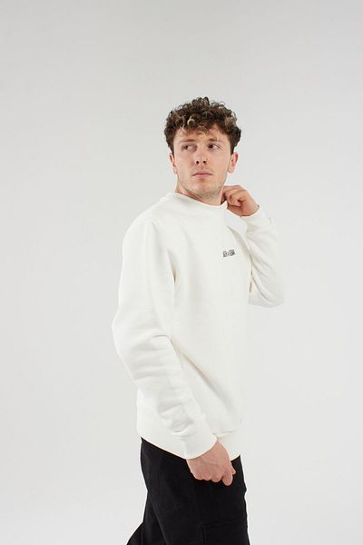 Lagger and Gear Unisex Embroidered White Oversize Sweatshirt