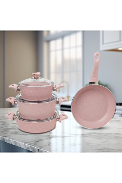 Kunzita مجموعة من 7 قطع من الجرانيت الفيروزي الصغير عالي التقنية - وردي