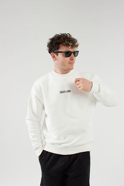 Lagger and Gear Unisex Embroidered White Oversize Sweatshirt