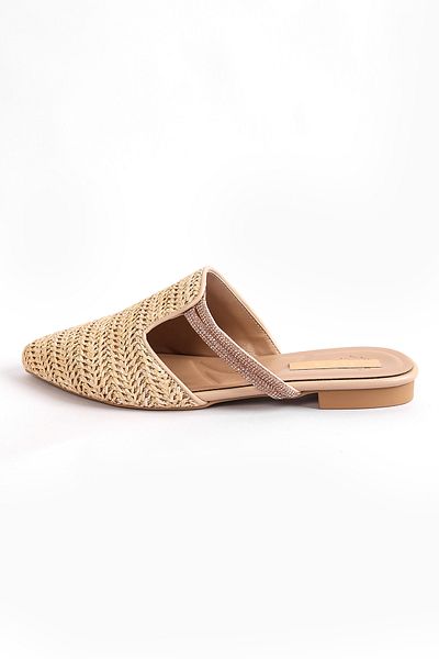 Liza Shoes Linda Women's Straw Slippers - With Side Stones, A003-386-K314