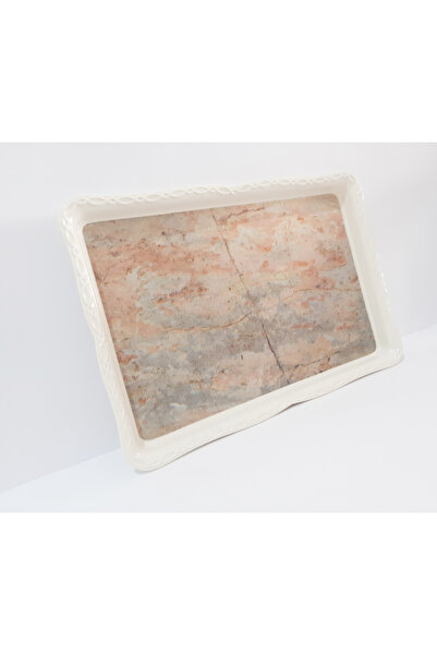 renkli çiçekler Melamine Patterned Tea Tray - 33x24.5 CM