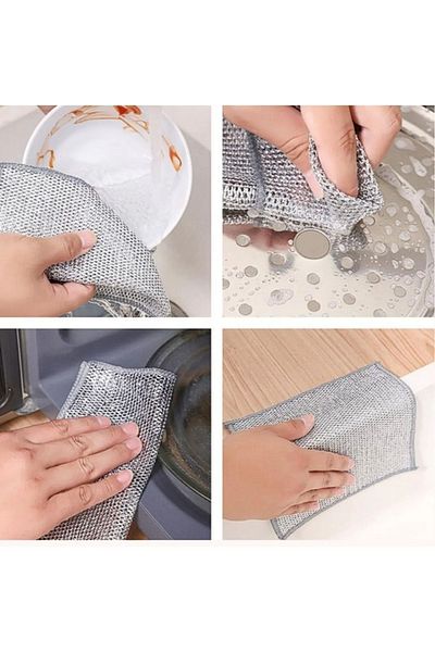 SEİNNS TEKNOLOJİ LUX 5 Pieces Double Layer Dish Wire Cloth - Anti-Scratch and Steel Cloth 20x20