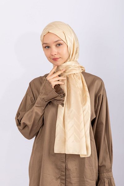 hijabchi Εισαγόμενο Silky Jacquard Zigzag - Χρυσοκίτρινο