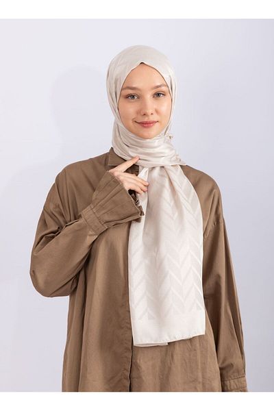 hijabchi Εισαγόμενο Silky Jacquard Zigzag - Αμύγδαλο