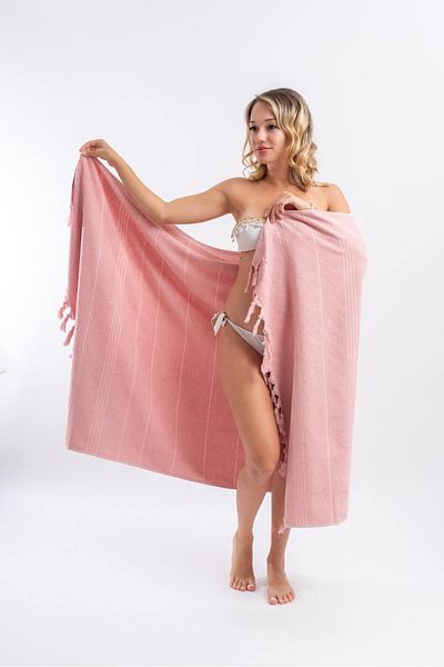 CottonTherapy 100x170cm μεγάλη πετσέτα μπάνιου παραλίας με κρόσσια 100% βαμβάκι