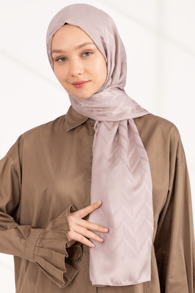 hijabchi Імпортний шовковий жакардовий зигзаг - Tan