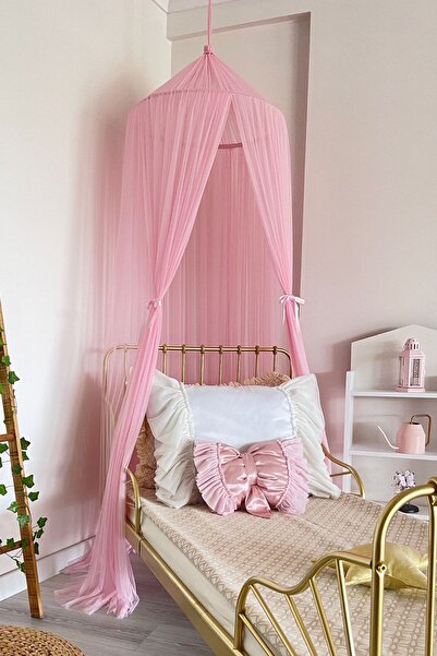 Pastelya Toz Pembe Tül Cibinlik Gölgelik Sineklik 14 Metre Pembe