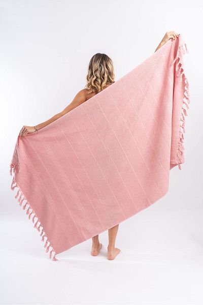 CottonTherapy 100x170cm μεγάλη πετσέτα μπάνιου παραλίας με κρόσσια 100% βαμβάκι