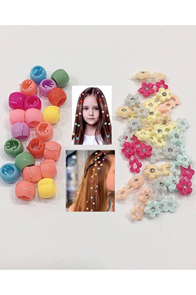 NEW HİLL Ornament de păr Mărgele colorate de păr - Total 50 bucăți