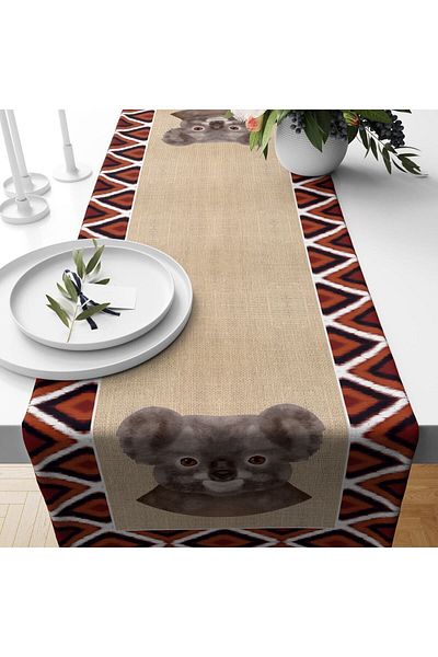 Evmila Panda Patterned Velvet Runner