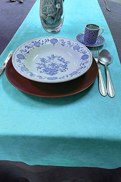 Cortibo Turquoise Barcelona Velvet Rectangular Runner