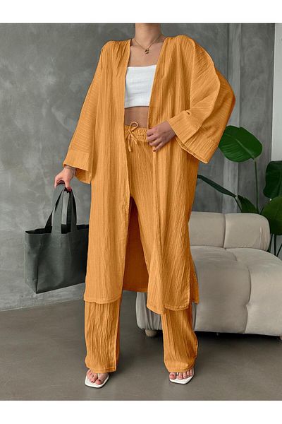 alenmoda Casual Long Kimono Set