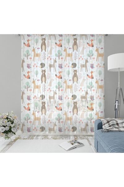 Evmila Children's Room Patterned Tulle Curtain